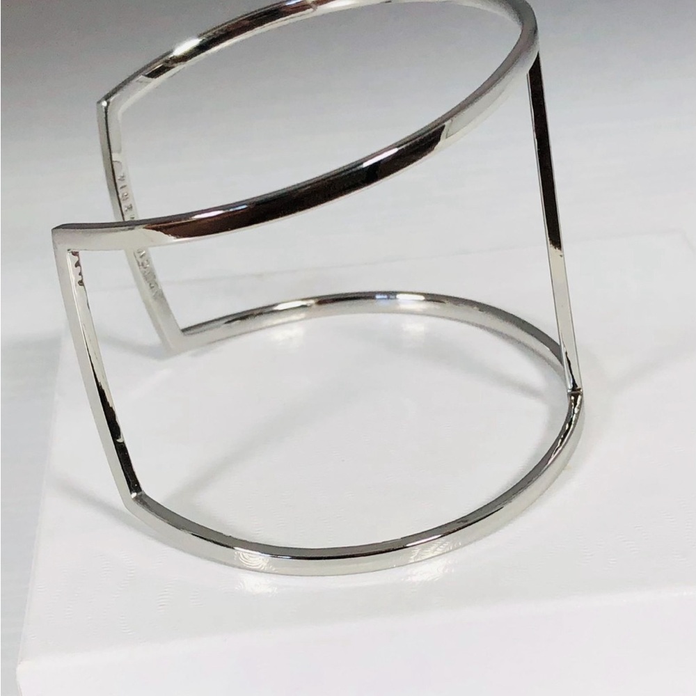 BCBG MAXAZRIA Sexy T-Bar Open Cuff Silver Bracelet